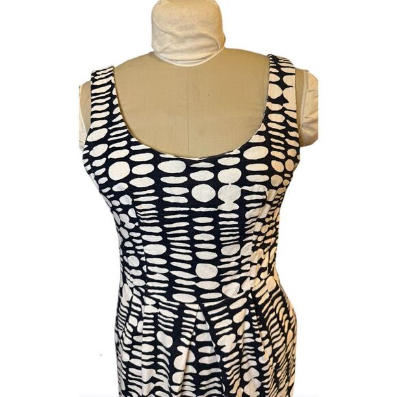 Tank Dress Blue/White Geometric Design Sz. 8 Set In Waist Textured - Picture 3 of 8